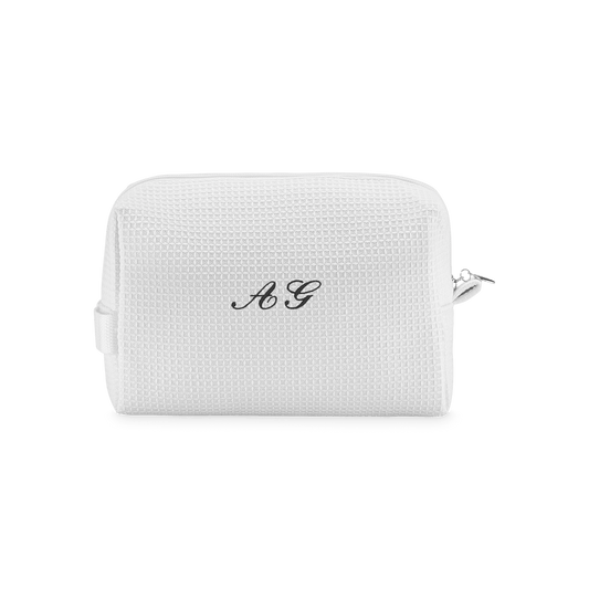 Biała kosmetyczka waflowa z inicjałami