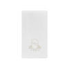 White linen napkin with crest and initials