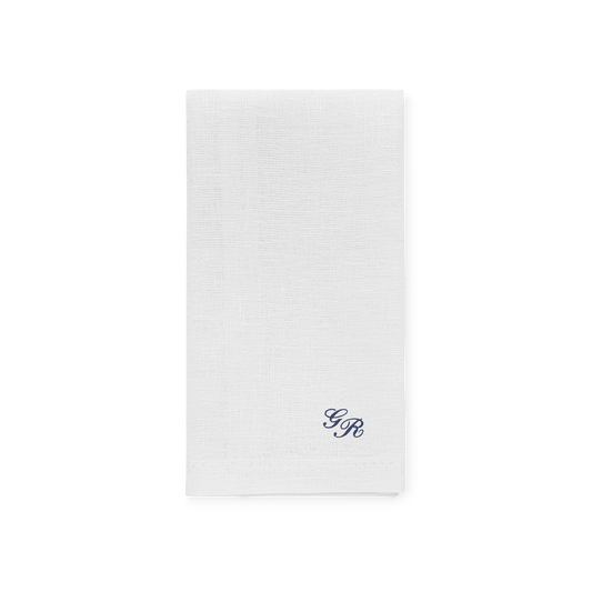Biała lniana serwetka z inicjałami