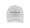 White custom text hat