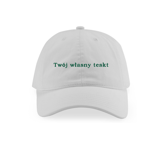 White custom text hat