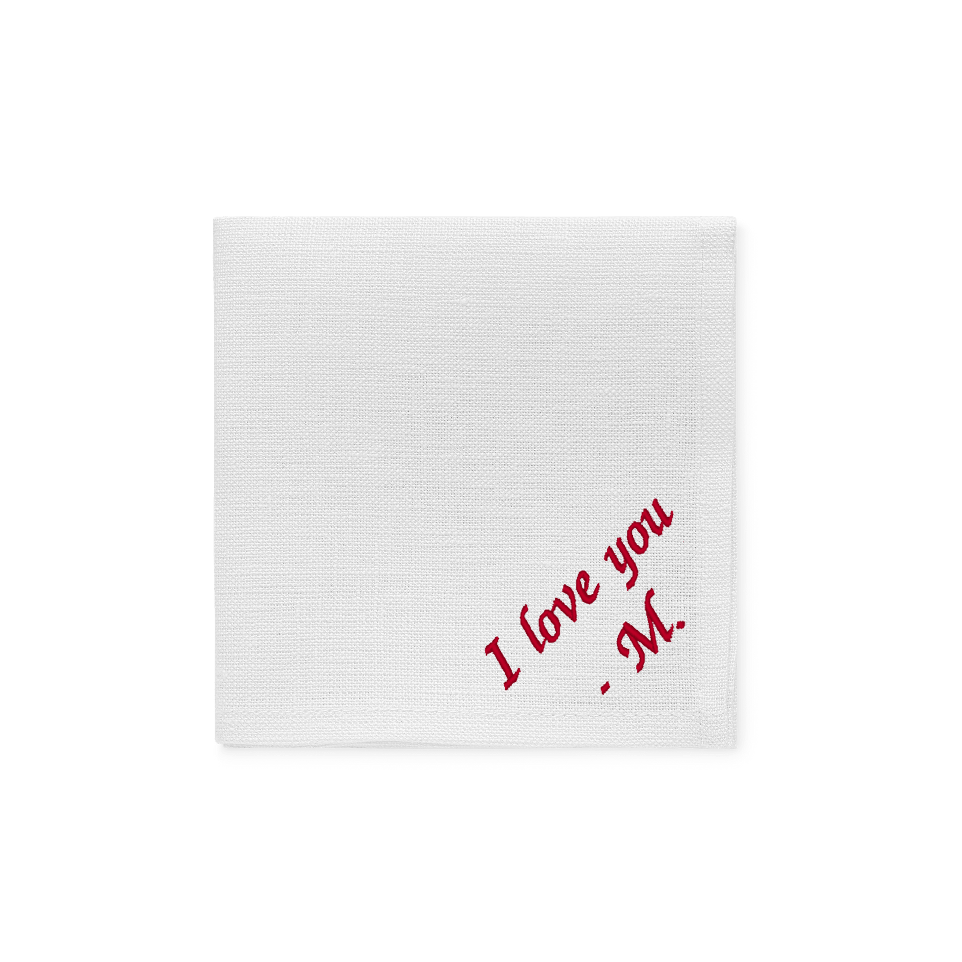 White linen napkin with your personalised writing