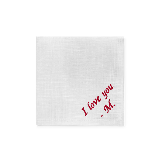 White linen napkin with your personalised writing