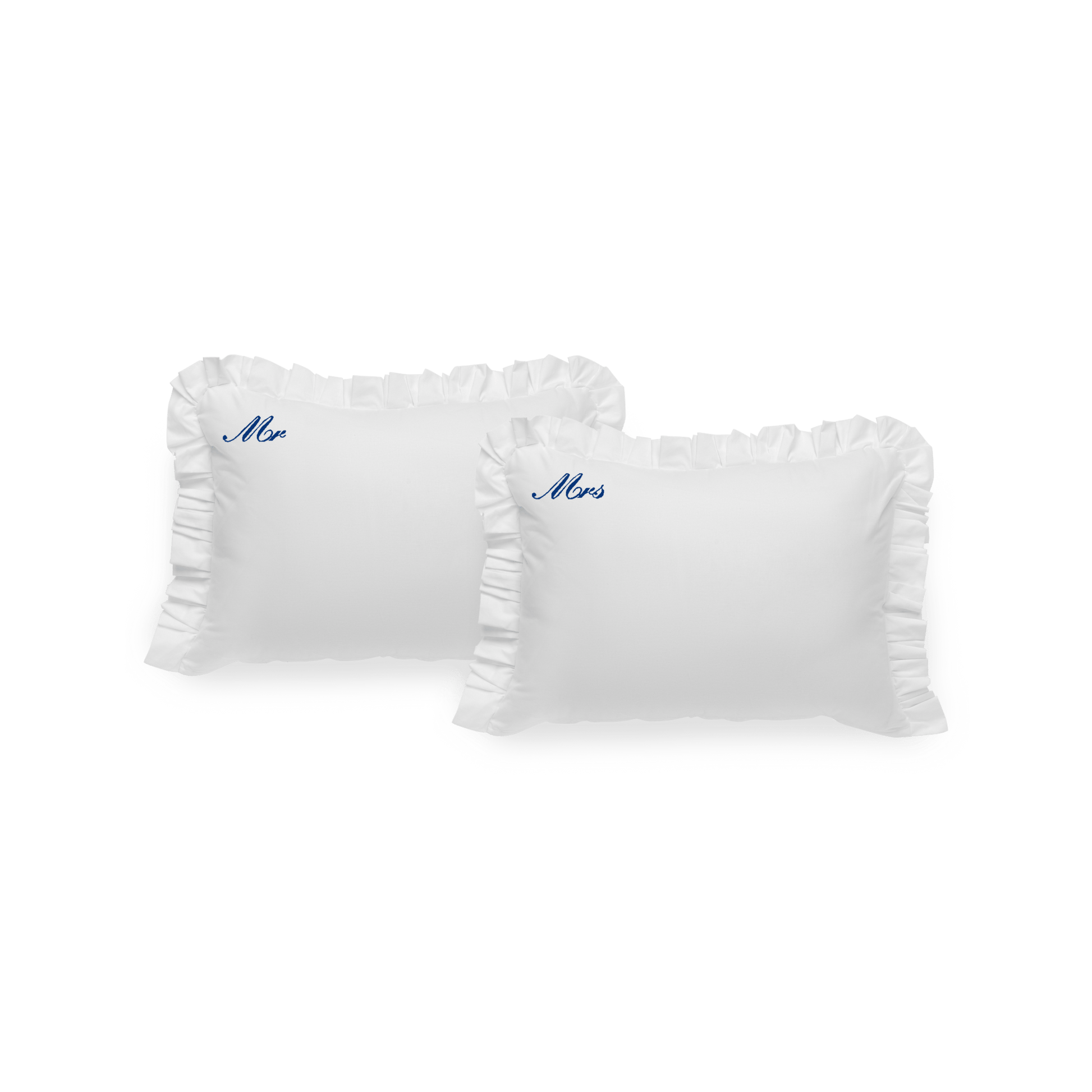 Pillowcases "Mr" and Mrs" with navy embroidery
