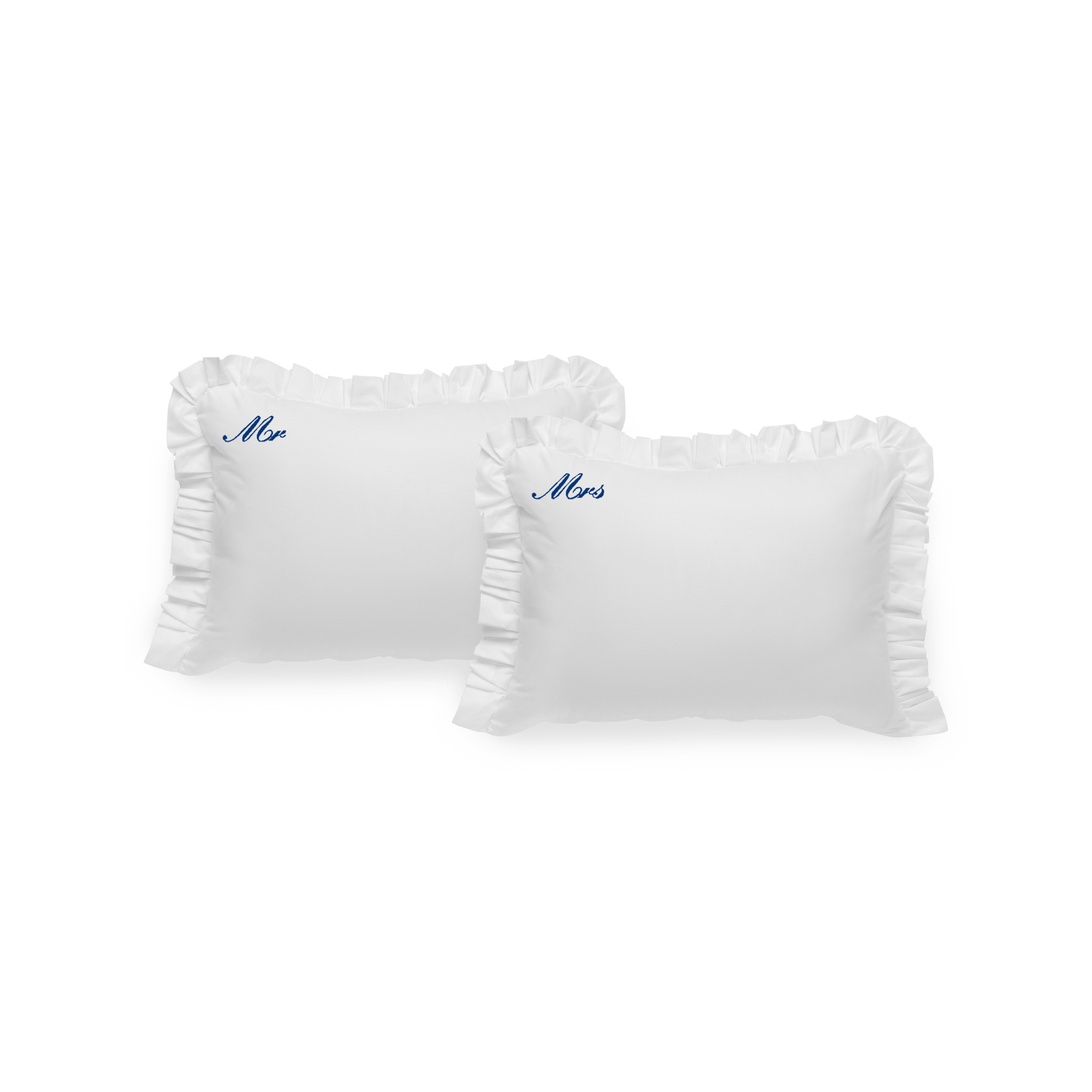 Pillowcases "Mr" and Mrs" with navy embroidery