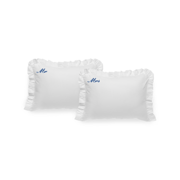 Pillowcases "Mr" and Mrs" with navy embroidery